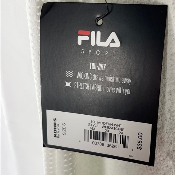 FILA | 🤍White TRU-DRY Stretch Wicking Fabric Sports Workout Top ✨NEW!✨ - Picture 4 of 6